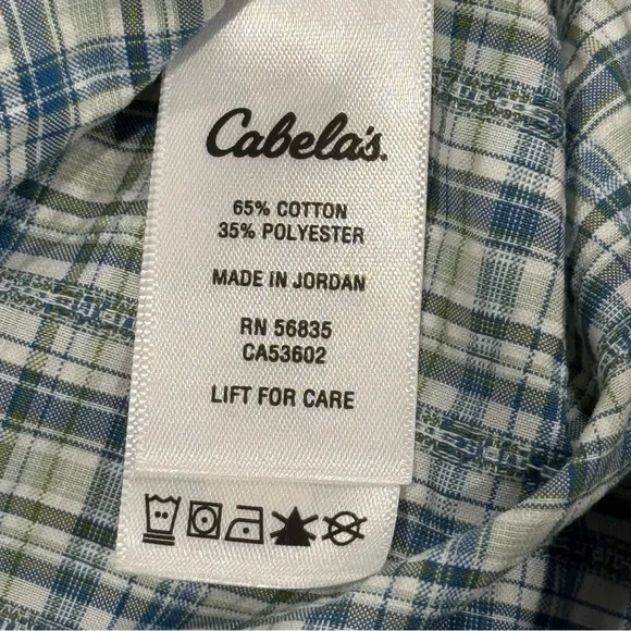 Cabela’s Plaid Short Sleeve Outdoor Shirt 2XL Coolmax UPF30 Textured Button Up - Picture 8 of 16